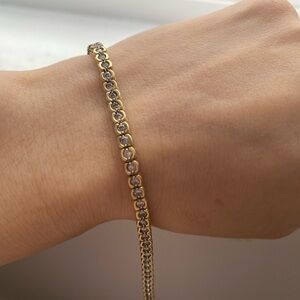 Half Bezel setting over 2ctw natural Diamond 14k tennis bracelet